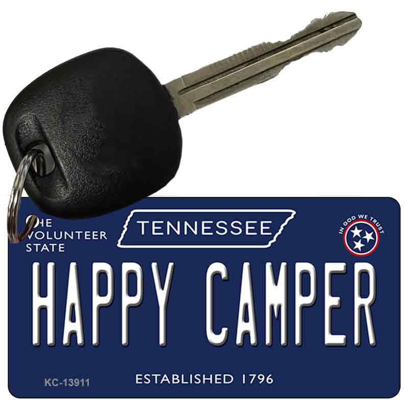 Happy Camper Tennessee Blue Novelty Metal Key Chain