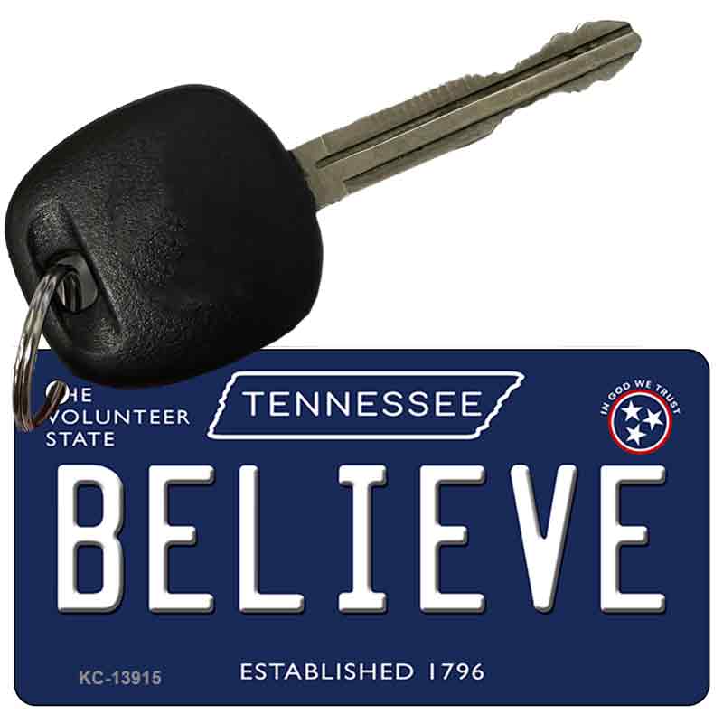 Believe Tennessee Blue Novelty Metal Key Chain