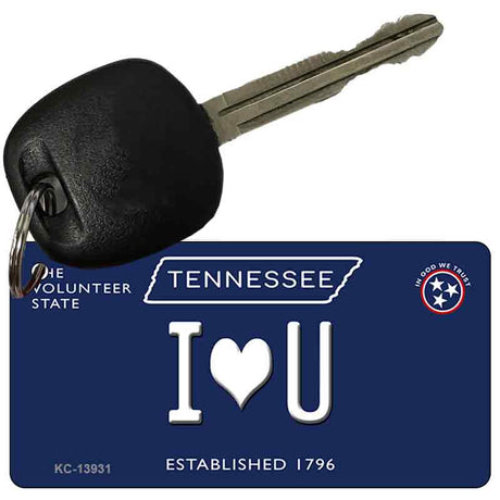 I Heart U Tennessee Blue Novelty Metal Key Chain