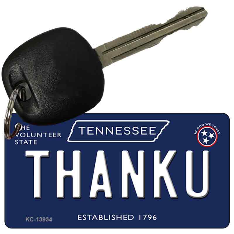 Thank U Tennessee Blue Novelty Metal Key Chain