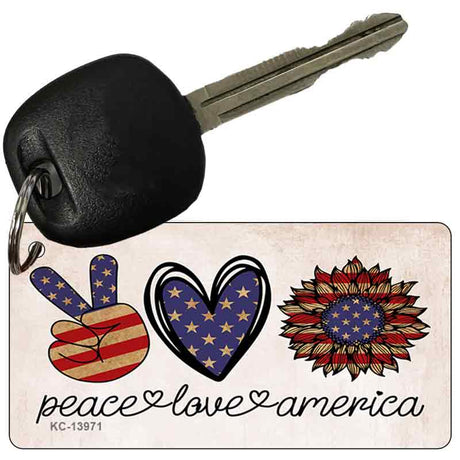 Peace Love America Novelty Metal Key Chain