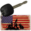 Grunge American Flag with Soldiers Novelty Metal Key Chain