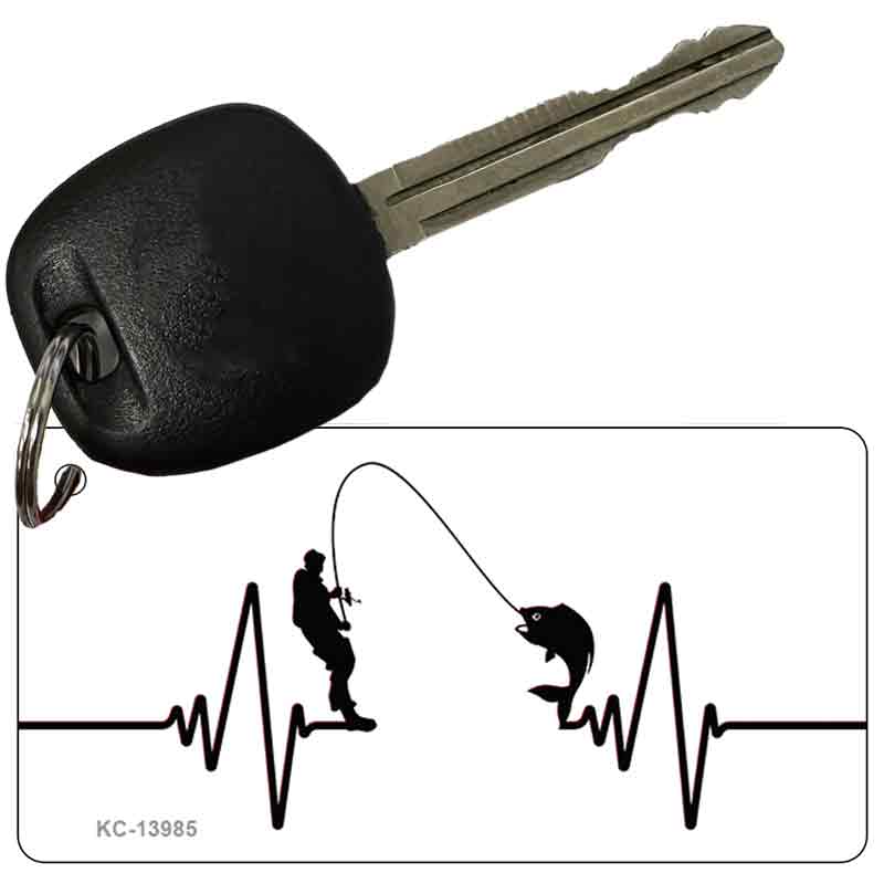 Fishing Heart Beat Novelty Metal Key Chain