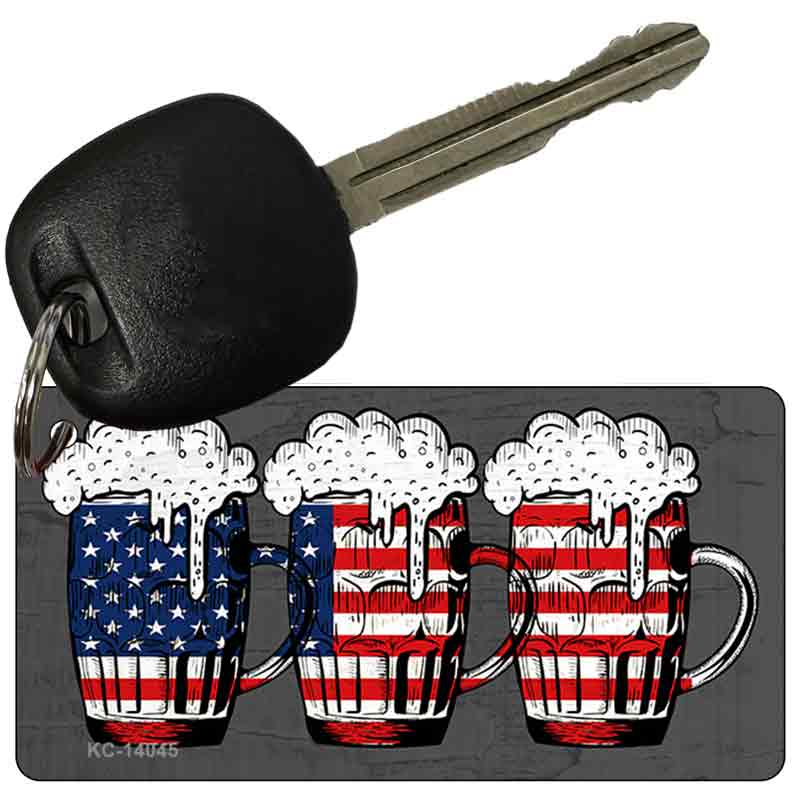 Three Beers America Novelty Metal Key Chain