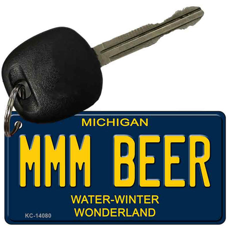 Mmm Beer Michigan Blue Novelty Key Chain