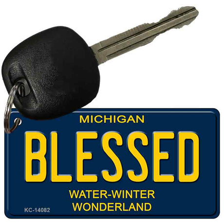 Blessed Michigan Blue Novelty Key Chain