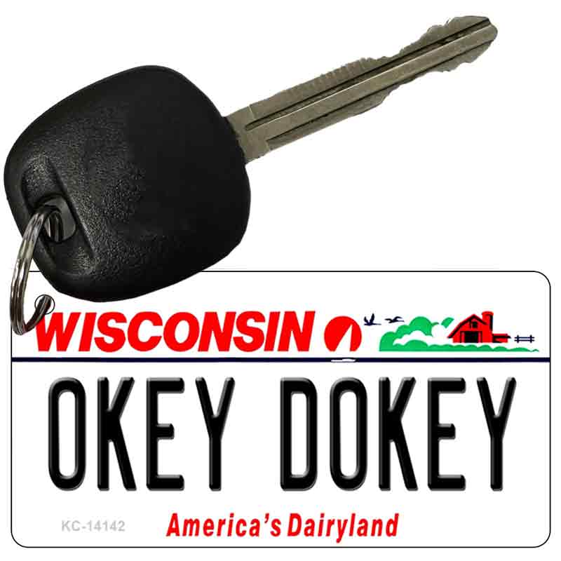 Okey Dokey Wisconsin State Background Novelty Metal Key Chain