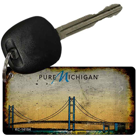 Pure Michigan Mackinac Bridge Rusty Novelty Metal Key Chain