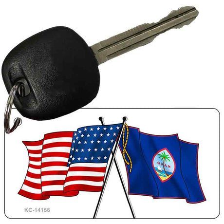 Guam Crossed US Flag Novelty Metal Key Chain