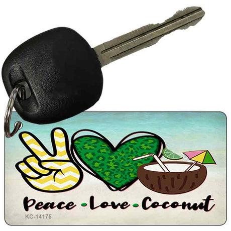 Peace Love Coconut Novelty Metal Key Chain