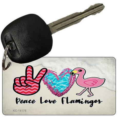 Peace Love Flamingos Novelty Metal Key Chain