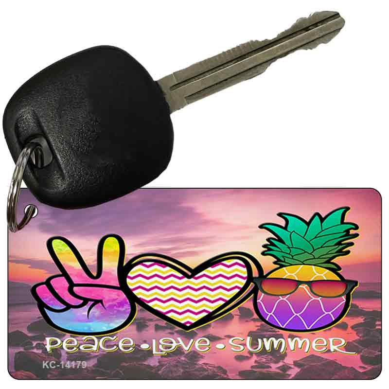 Peace Love Summer Pineapple BeachNovelty Metal Key Chain