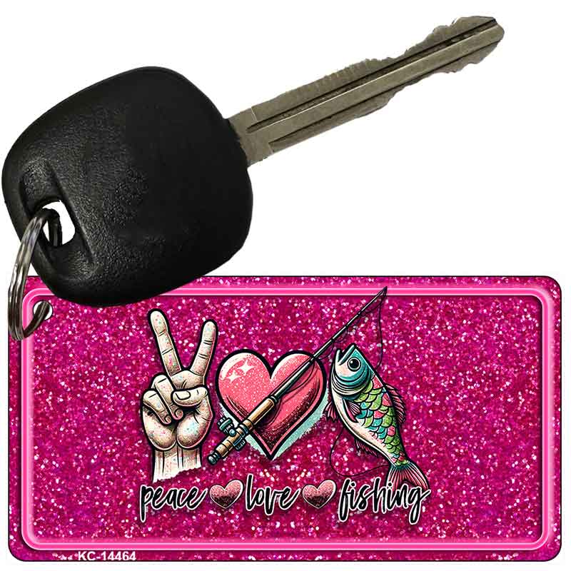 Peace Love Fishing Novelty Aluminum Key Chain KC-14464