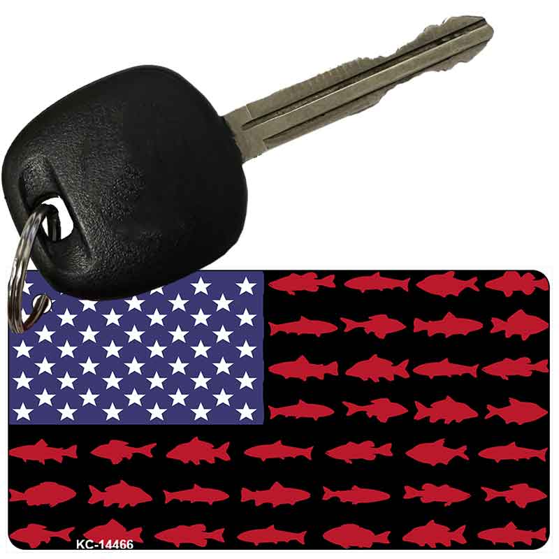 Fishermans American Flag Novelty Aluminum Key Chain KC-14466