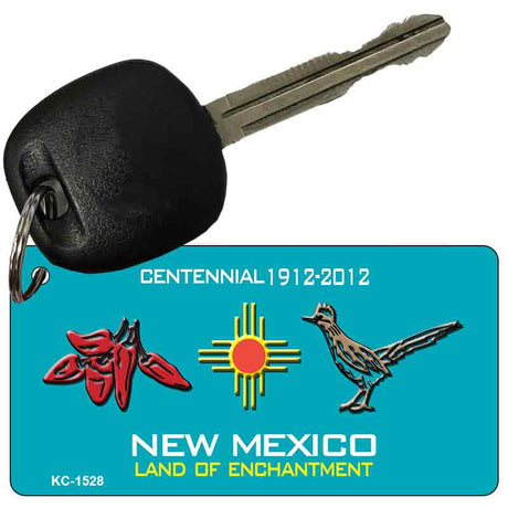 Red Chili and Road Runner Teal New Mexico Novelty Key Chain KC-1528