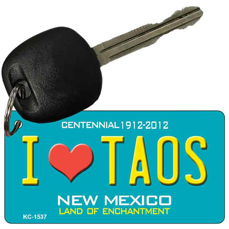 I Love Taos Teal New Mexico Novelty Metal Key Chain KC-1537