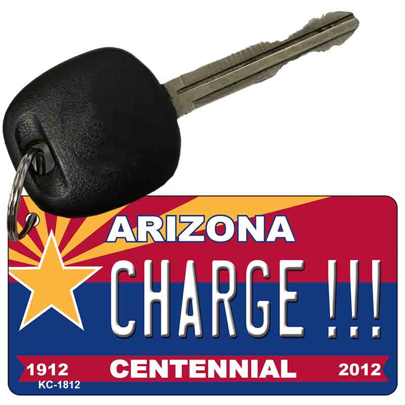 Charge!!! Arizona Centennial State License Plate Tag Key Chain KC-1812