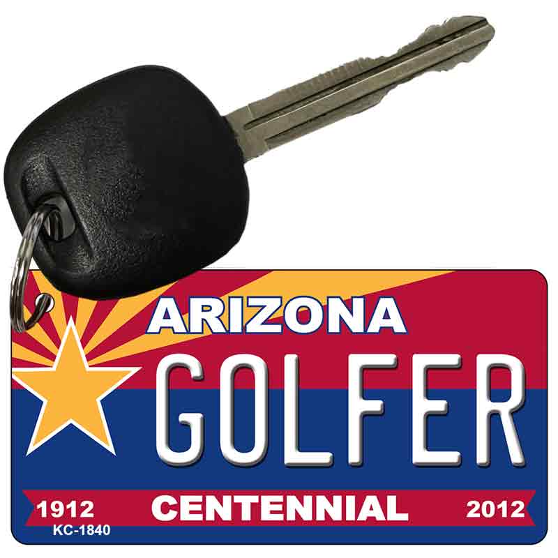 Golfer Arizona Centennial State License Plate Tag Key Chain KC-1840