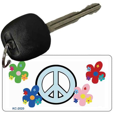 Peace Sign and Flowers Novelty Metal Key Chain KC-2020