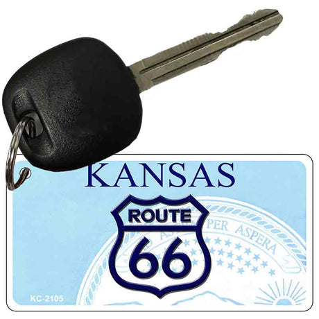 Kansas Shield Route 66 Novelty Aluminum Key Chain KC-2105