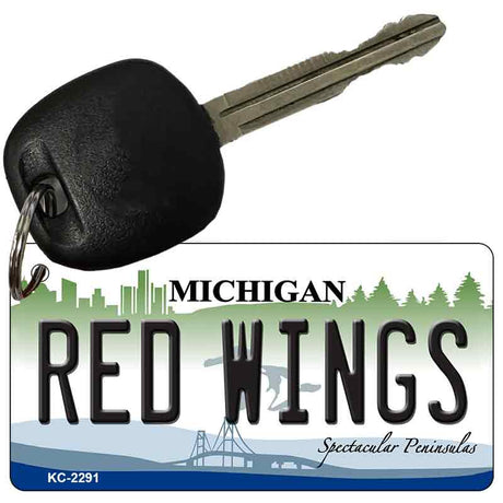 Red Wings Michigan State License Plate Tag Key Chain KC-2291