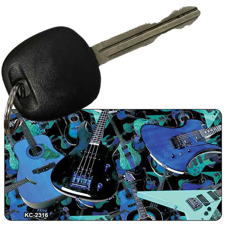 Guitars Blue Novelty Metal Key Chain KC-2316