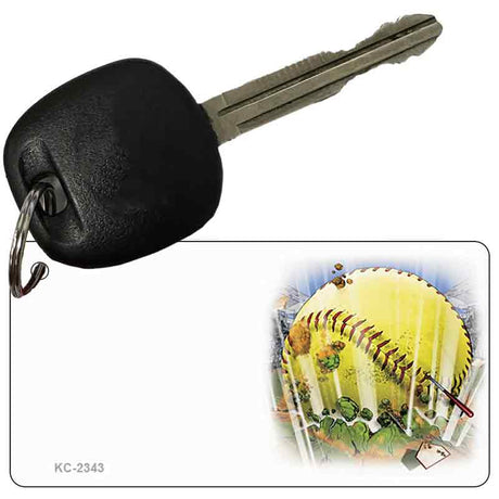 Softball OffSet Novelty Aluminum Key Chain KC-2343