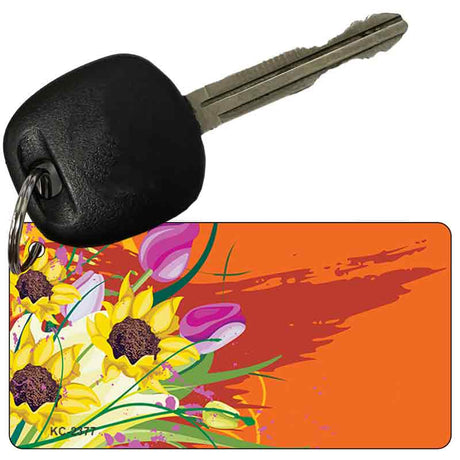 Flowers Orange OffSet Novelty Aluminum Key Chain KC-2377