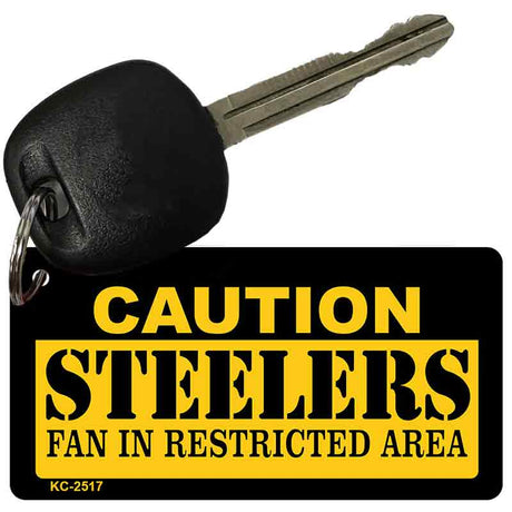 Caution Steelers Fan Area Novelty Metal Key Chain KC-2517