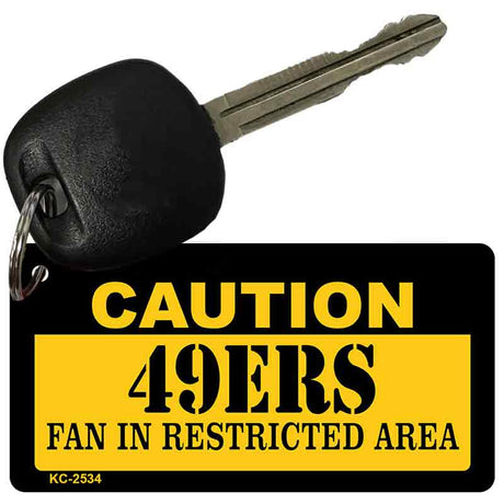 Caution 49ers Fan Area Novelty Metal Key Chain KC-2534