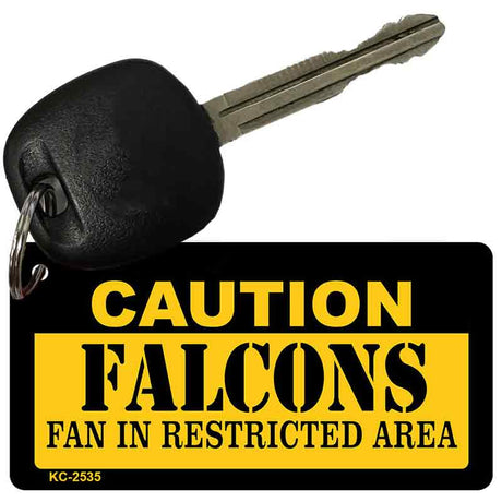 Caution Falcons Fan Area Novelty Metal Key Chain KC-2535