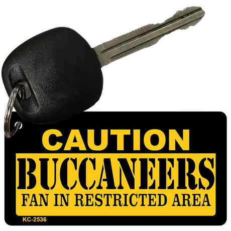 Caution Buccaneers Fan Area Novelty Metal Key Chain KC-2536