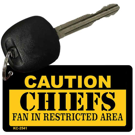 Caution Chiefs Fan Area Novelty Metal Key Chain KC-2541