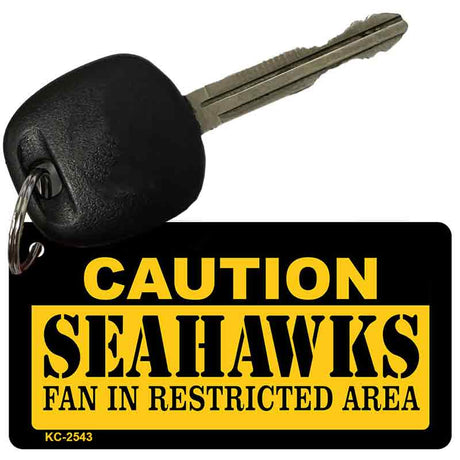 Caution Seahawks Fan Area Novelty Metal Key Chain KC-2543