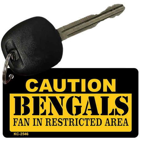 Caution Bengals Fan Area Novelty Metal Key Chain KC-2546