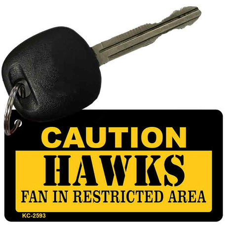 Caution Hawks Fan Area Novelty Metal Key Chain KC-2593