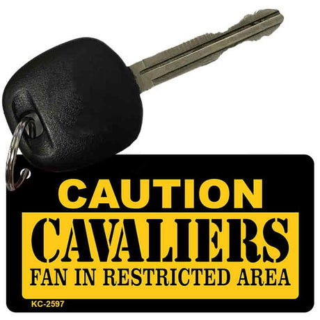 Caution Cavaliers Fan Area Novelty Metal Key Chain KC-2597