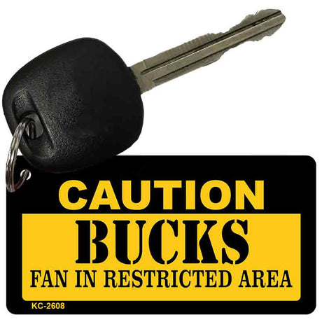 Caution Bucks Fan Area Novelty Metal Key Chain KC-2608