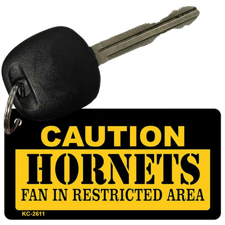 Caution Hornets Fan Area Novelty Metal Key Chain KC-2611