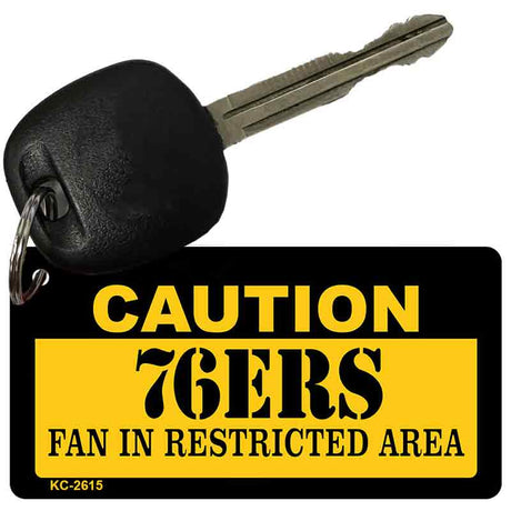 Caution 76ers Fan Area Novelty Metal Key Chain KC-2615