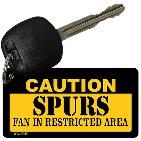 Caution Spurs Fan Area Novelty Metal Key Chain KC-2619