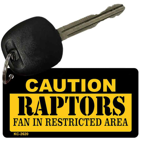 Caution Raptors Fan Area Novelty Metal Key Chain KC-2620