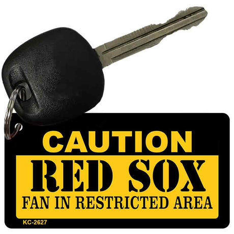 Caution Red Sox Fan Area Novelty Metal Key Chain KC-2627