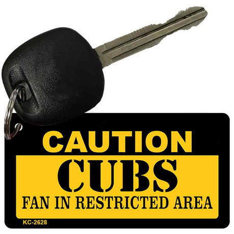 Caution Cubs Fan Area Novelty Metal Key Chain KC-2628