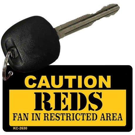 Caution Reds Fan Area Novelty Metal Key Chain KC-2630