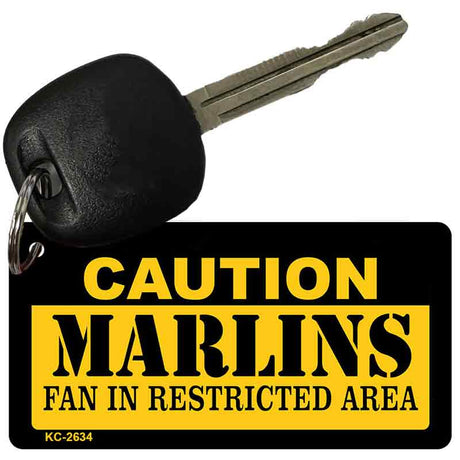 Caution Marlins Fan Area Novelty Metal Key Chain KC-2634