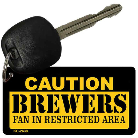 Caution Brewers Fan Area Novelty Metal Key Chain KC-2638