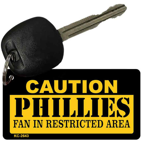 Caution Phillies Fan Area Novelty Metal Key Chain KC-2643