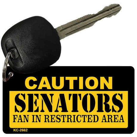 Caution Senators Fan Area Novelty Metal Key Chain KC-2662