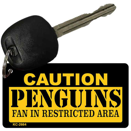 Caution Penguins Fan Area Novelty Metal Key Chain KC-2664